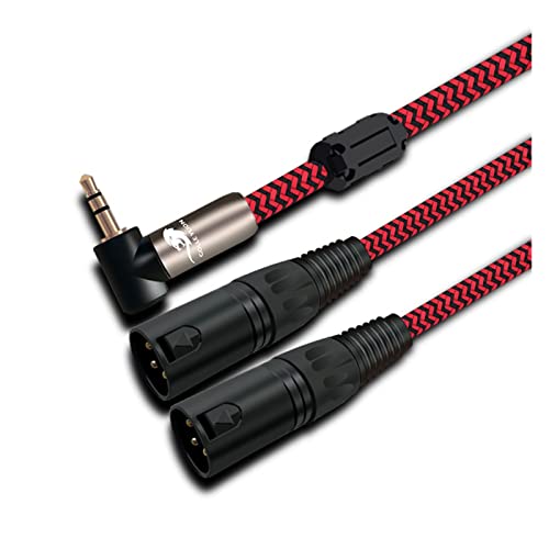 Аудио кабел с ъглова мини жак 3,5 мм за двоен XLR 3-контактен конектор, Съвместим с миксера на звука за слушалки КОМПЮТЪР 3,5-2