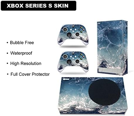 Стикер с кожата за конзолата и контролера на Xbox серия S - Защитен стикер с пълно покритие, съвместима с Xbox серия S (морска вълна)