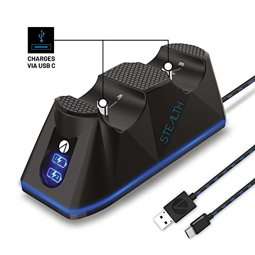 Двойно зарядно устройство ще захранване на зарядно устройство Stealth SP-C100 V с Play & Зарядно кабел за PS5