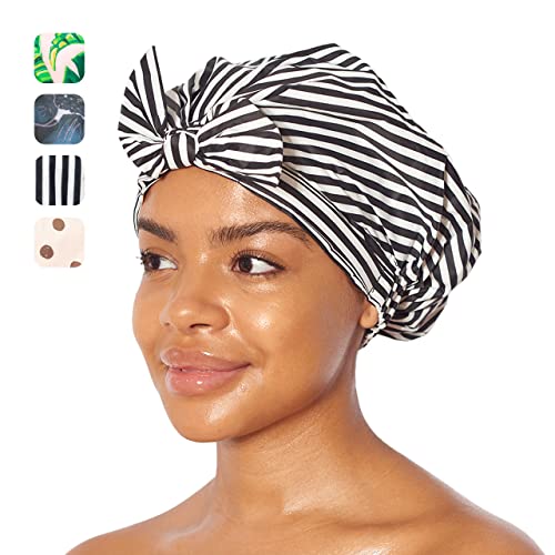 Луксозна шапка за душ Kitsch за жени - Непромокаеми шапки за душ с плъзгане на силиконовата дръжка | Шапка за душ за всички типове