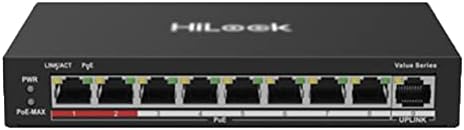 HiLook Switch 8-port unmanaged switch POE Fast Ethernet, 8 порта POE със скорост от 100 Mbps и 1 LAN порт със скорост от 100 Mbps, с нискотарифна PoE мощност 60 W, щепсела и да играе, идеален за IP наблюдение и