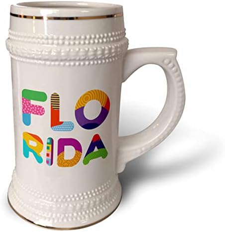 3. Начертайте Цветен Декоративен текст Флорида. Подаръци за летни пътувания, за да... - чаша за стейна на 22 унция (stn-362024-1)