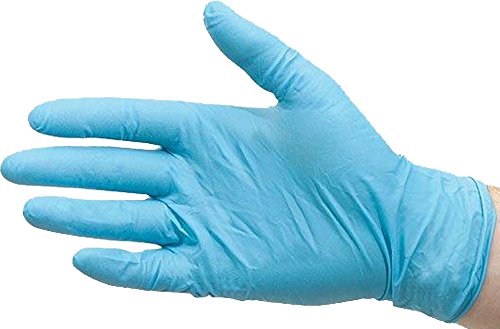 Сини ръкавици за разглеждане без нитрильной прах, текстура, 5 mils + / - 0,5, нестерильные, без латекс и горски плодове, сини, Големи (1 инч на 100 бр.)