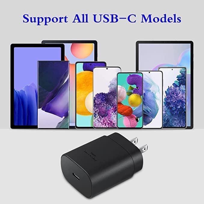 Бързо зареждане на 25 W PD USB C Стенно зарядно устройство с C-кабел с дължина 3,3 фута за Galaxy S22/S22 +/S22Ultra/S20/S20 +/S20