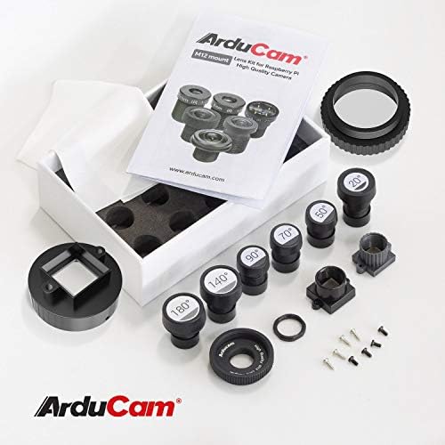 Комплект обективи Arducam M12 за камерата Raspberry Pi HQ (тип 1/2.3), Двете от 20 до 180 градуса, Широкоъгълен, обектив Рибешко