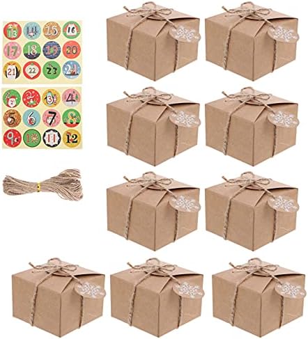 Кутия за подарък опаковки PRETYZOOM 24ШТ направи си САМ Коледна Адвент-Календар Крафт-Подаръчни Кутии за Предложения от Стикери