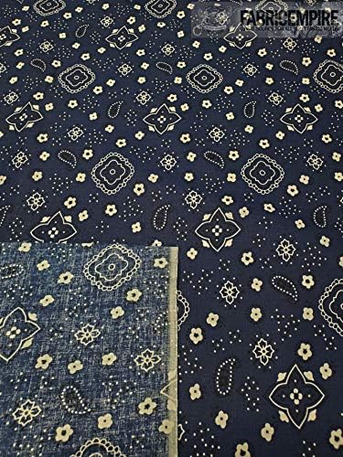 Тъкан от поликоттона с шарени вратовръзки, 2 тъмно-сини на цвят / ширина 60 см /Продава се двор