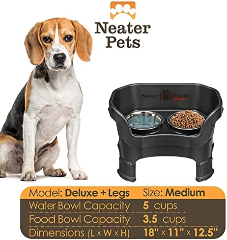 Neater Устройство Deluxe с удлинителями за краката, за куче от среден размер - Пиенето за домашни любимци с мисками за храна и вода