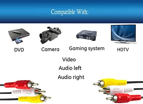 Кабел за свързване на аудио/видео кабел повишена яркост V/V, съвместим с LCD проектор Sharper Image EC-PJ10 ECPJ10 за забавни филми
