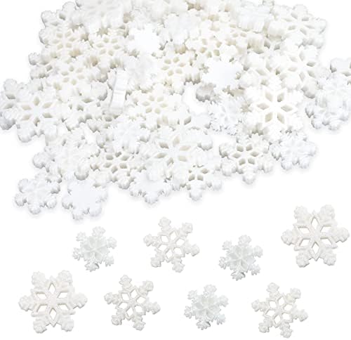 60 броя Полимерни снежинки за diy, 3 Размера Бели Лъскави Полимерни Снежинки за коледна украса, както и за производството на калъфи