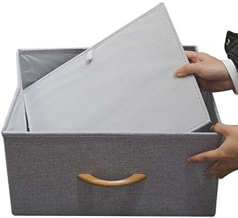 Кутия за съхранение на Anncus Разтегателен Обикновен Стаен Органайзер с Дървена дръжка за дома - (Цвят: сив)
