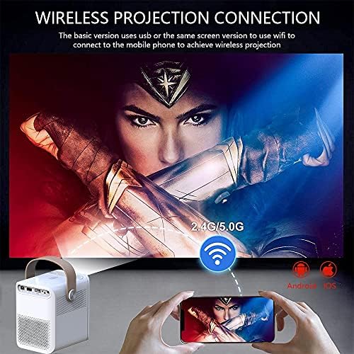 Проектор ZLXDP 1080P, Пълен Мини-Проектор за домашно кино, ET30 4K Viedo в прожектор Преносими led за смартфон (Размер: Android