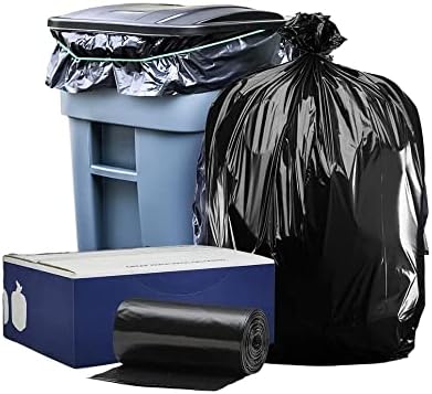 Втулки за боклук резервоарите Plasticplace обем 95-96 Литра │ 2 Мил │ Черни тежкотоварни торби за боклук │ 61 x 68, брой 25