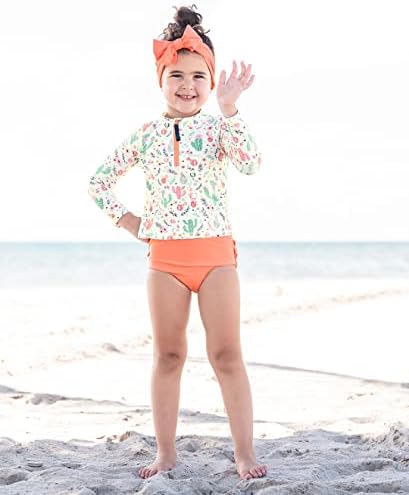 РаффлеБаттс® Комплект на бански костюми за предпазване от Акне с дълъг ръкав за малки момичета, Комплект от 2 теми, с защита от