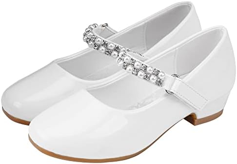 Стела Обувките Мери Джейн За Момичета На Ниски Токчета Бяла Великден Обувки за Първо Причастие С Цветен Печат За Малки Деца