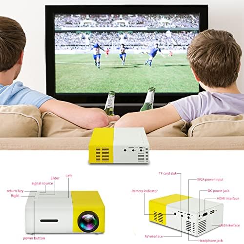 Мини Проектор, Собствен Преносим Проектор 1080P, Детски Проектор, Шрайбпроектор за Домашно кино на Открито с HDMI/USB/SD/AV за iOS