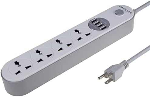 Универсален Конектор с USB портове, Удължител FANLIDE с множество изходи, 4 изхода 4 Smart USB захранващ Кабел с дължина 6,5 метра,