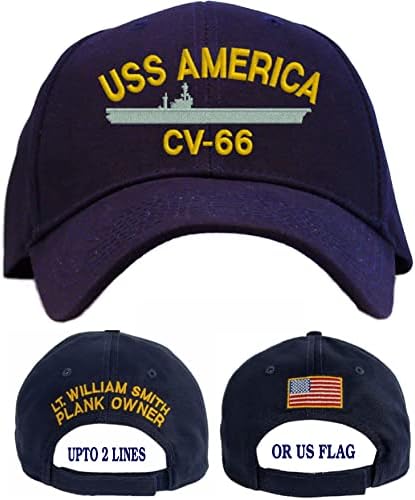 Шик Обичай Подаръци Персонализировали бейзболна шапка USS America CV-66 с бродерия Тъмно-син цвят