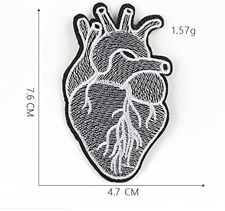 Acxico 2 броя Черно-Бяло Анатомическое Сърце, Пришиваемая Желязо Бродирана Нашивка-Апликация