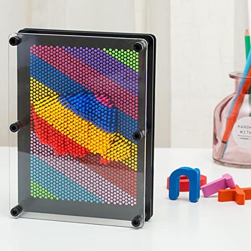VILLPORT 3D Играчка за рисуване Болтове, Цветна Пластмасова Дъска За рисуване Игли Голям Размер 8 x 6 инча, Класическа Настолна