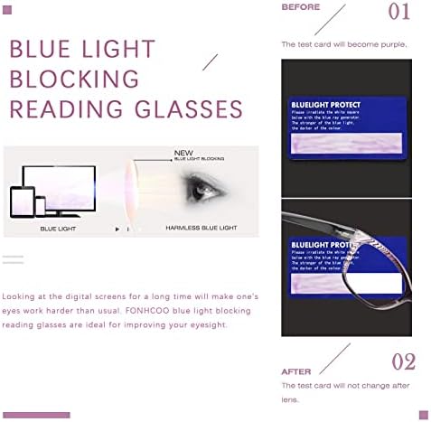 FONHCOO, 3 опаковки на Очила за четене, за жени и мъже, Блокиране на синя светлина, Стилен Компютърен Четец Котешко око с кутия