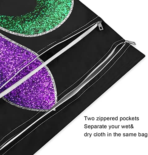 ZZXXB Златна Fleur De Lis Водоустойчива Чанта за Мокро Почистване за многократна употреба Текстилен Влажна Пелена Суха Чанта с Джоб