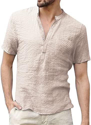 Мъжки Ризи на райета UBST, Бельо Риза Хенли с къс ръкав и Копчета, Лятна Летва Отпред, Плажни Свободни Ежедневни Блузи
