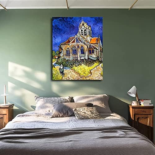 Църквата на Винсент Ван Гог в Оверсе, Художествена печат, Плакати за декор на Съвременната Семейна Спалня (16x24 инча в рамка)
