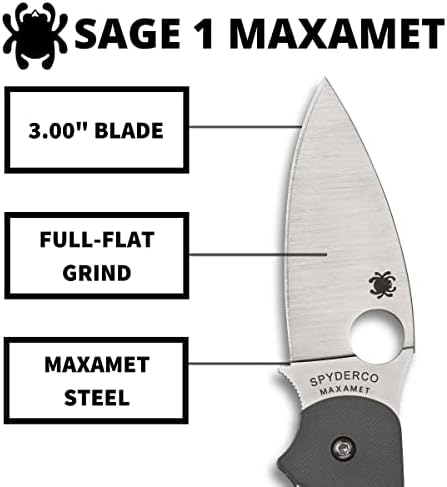 Нож Spyderco Салвия 1 с 3-инчов нож от микроплавящейся стомана Maxamet и дръжка G-10 с гладка консистенция Сиво - PlainEdge - C123GPGY