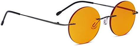 Сини Светозащитные Очила за четене с Оранжеви Тъмни Фильтрующими Лещи за Нощно Време - Титанов Компютърни Очила За Жени И Мъже