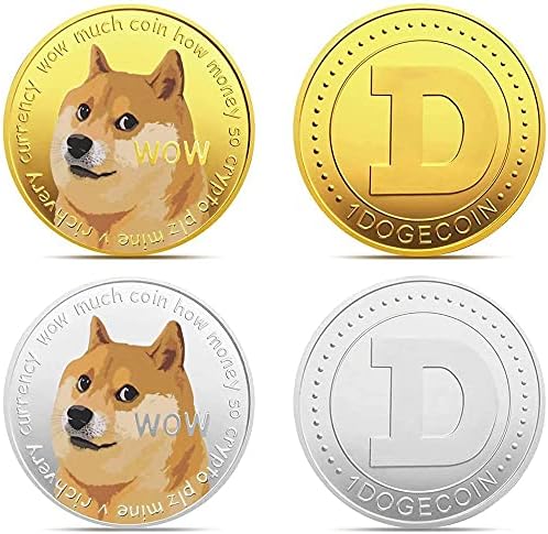 2 елемента Dogecoin Възпоменателна Монета Със Златно покритие Doge Coin 2021 Ограничен Тираж са подбрани Монета Виртуална Валута