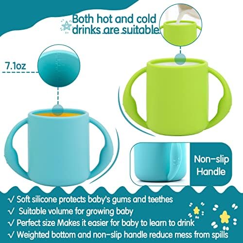 Детски чаши и лъжици Hepotk - Силиконова тренировочная чаша за деца и бебета -Детски прибори за хранене за отбиване от гърдата с