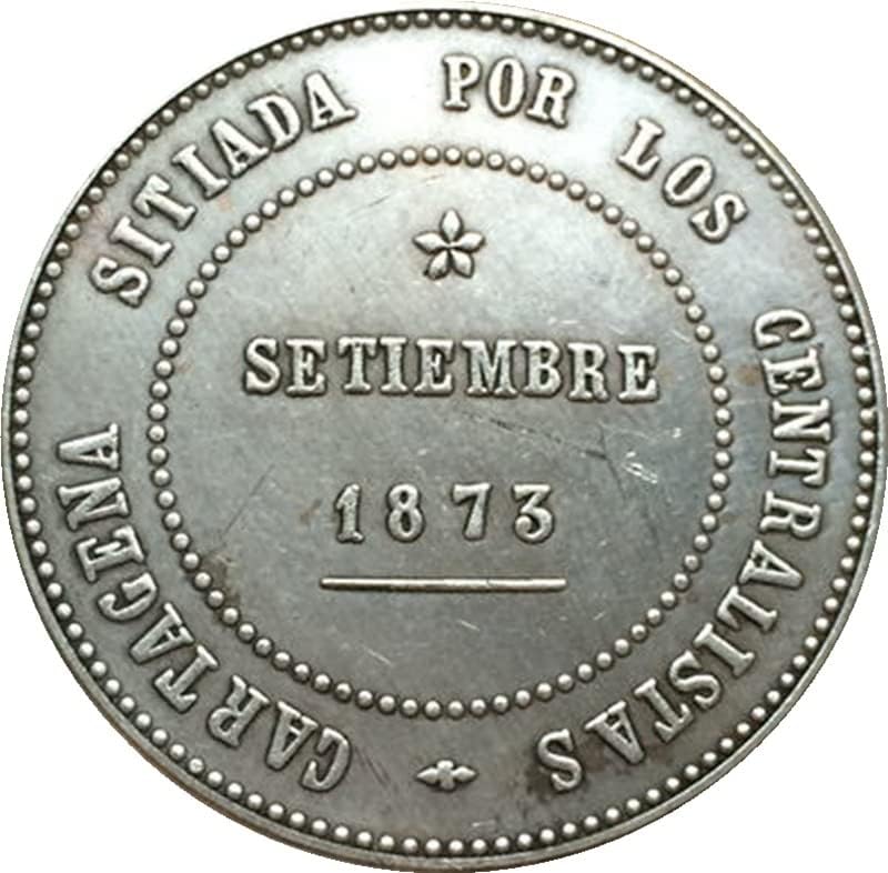 1873 Испански Монети От Мед Със Сребърно Покритие Антични Монети Събиране На Монети Занаяти Могат Да Взривят