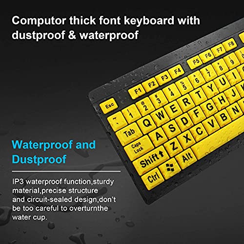 Голям шрифт Печатна USB клавиатура с увеличение на букви за възрастни хора с лошо зрение