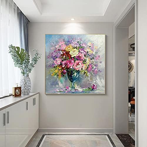 WunM Studio Ръчно Рисувани с маслени Бои Върху Платно, 3D Пейзажные Картини Без Рамки, Красотата на Цветята-Розово Натюрморти, Абстрактни