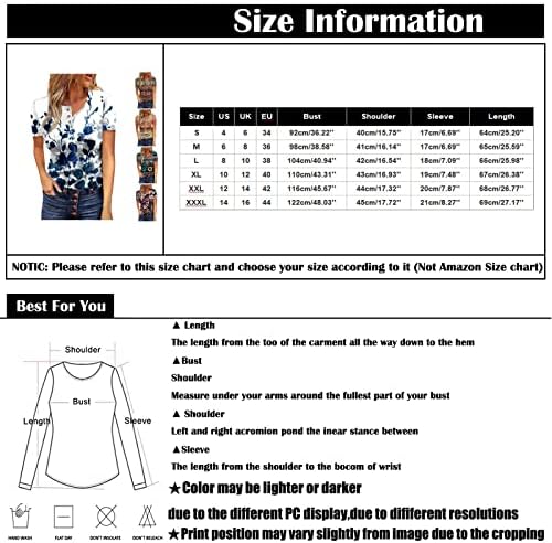 NOKMOPO/ Дамски Пролетни Блузи, Летни Модни Ежедневни Блузи с къс ръкав и кръгло деколте, Цветни Блузи с Принтом, Ризи Големи Размери
