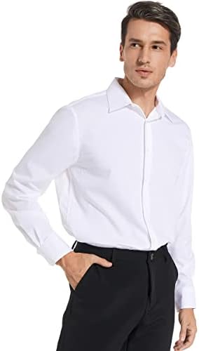 Мъжка риза FAHIZO С дълъг ръкав, Стрейчевые Риза Обикновена кацане на копчета