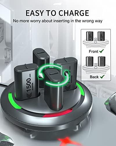 Зарядно устройство Noiposi с акумулаторна батерия за Xbox Xbox One и контролера на Xbox Series X|S, 4 Батарейных блок контролер за Xbox One капацитет от 1500 mah и зарядно устройство за Xbox 1