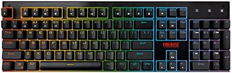 Жичен Ергономична Водоустойчив, Ръчна Детска клавиатура 1STPLAYER Firerose RGB led подсветка и Сини ключа, Заменяемым ключа CIY-Черен