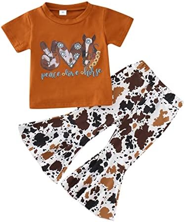 Тениска с къси ръкави и шарени Крави за малки момичета, Пуловер, Потник, Разкроена Панталони, Бебешки дрехи, Подарък За малки момичета