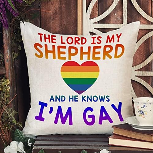 Калъфка За възглавница Господ е Мой Пастир, и Той Знае, че съм гей, Калъфка За възглавница, една Лесбийка, гей, Напредък, Гордост,
