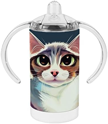 Cartoony фигура на котка Sippy Cup - Печатна Детска Чаша Sippy Cup - Страхотна чаша Sippy Cup