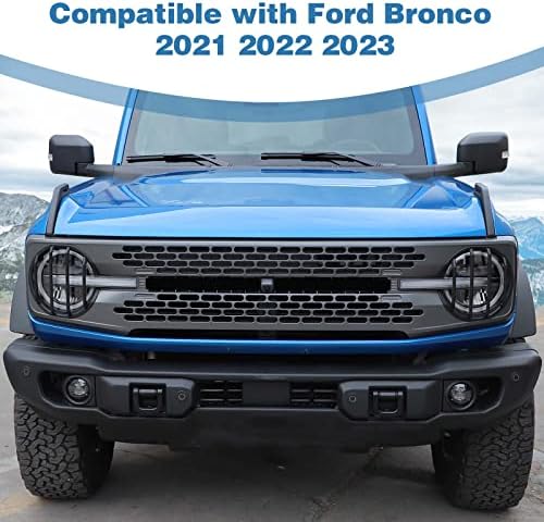 PDKLIN Защитно покритие Фарове Защитна Подплата за 2021 2022 2023 Ford Bronco, ABS Външни Аксесоари 2 бр., Черен