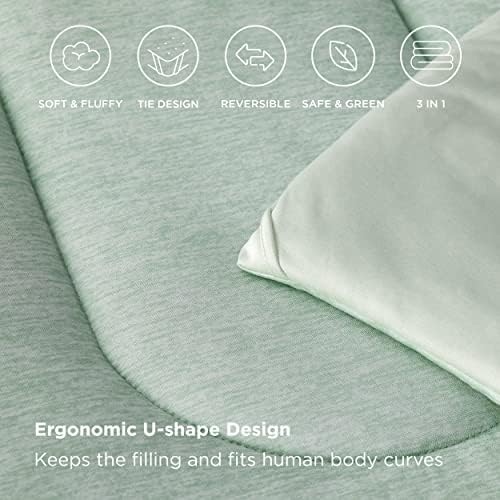 Комплект одеяла Bedsure Cal King - Охлаждащ и топъл комплект спално бельо, Обръща Всесезонное охлаждащо одеяло Sage Green, 3 предмета,