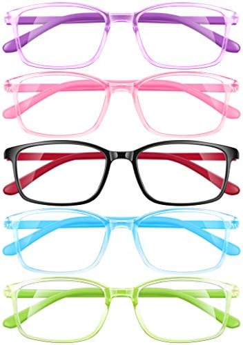 azuza, 5 Опаковки Детски Очила с защита от Uv, Нападение от Синя Светлина, Очила за компютърни Игри, Телевизия, Телефон, за Тийнейджъри,