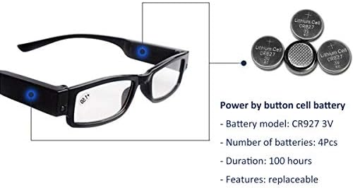 Компактни унисекс очила за четене с led осветление, повишаване на очила с защита от uv при пресбиопия, + 4,0