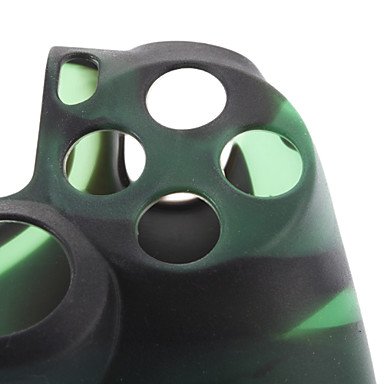 Силиконов калъф NingB и 2 Черни дръжки за палеца за PS4 (зелен + черен)