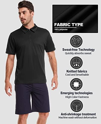 MeetHoo Polo Ризи за Мъже, Риза за Голф, Тактически Ризи, Бързосъхнеща Тениска с Къс Ръкав и Яка, с Джоб за всекидневна употреба