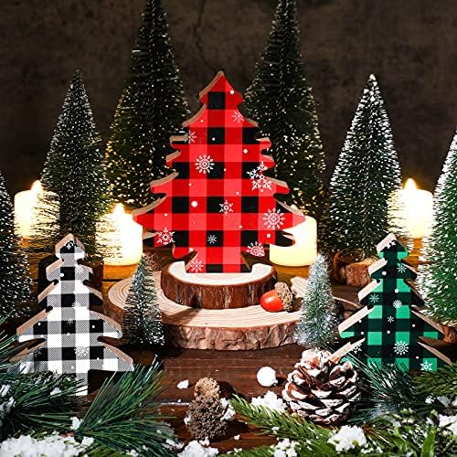 Украса за Коледната трапеза, 2 броя, Коледно Дърво, Дървени Коледна Централна Детайл, Коледно Дърво в Клетка от Биволско Дърво,