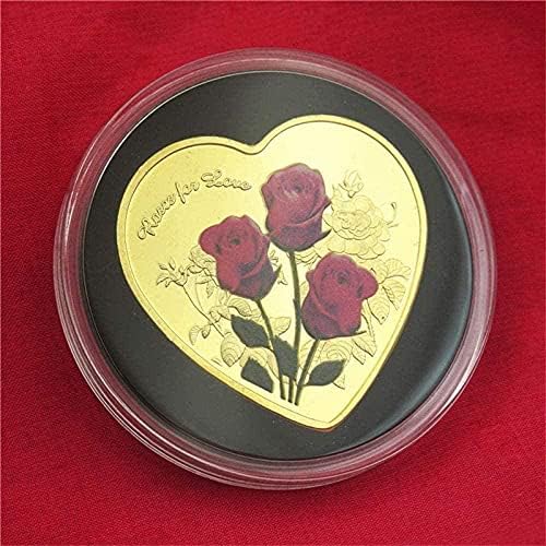 Роза във формата на Сърце Възпоменателна Златна Монета Love Heart Монети на 52 езика Обичам Те Подарък Монети Художествена Колекция